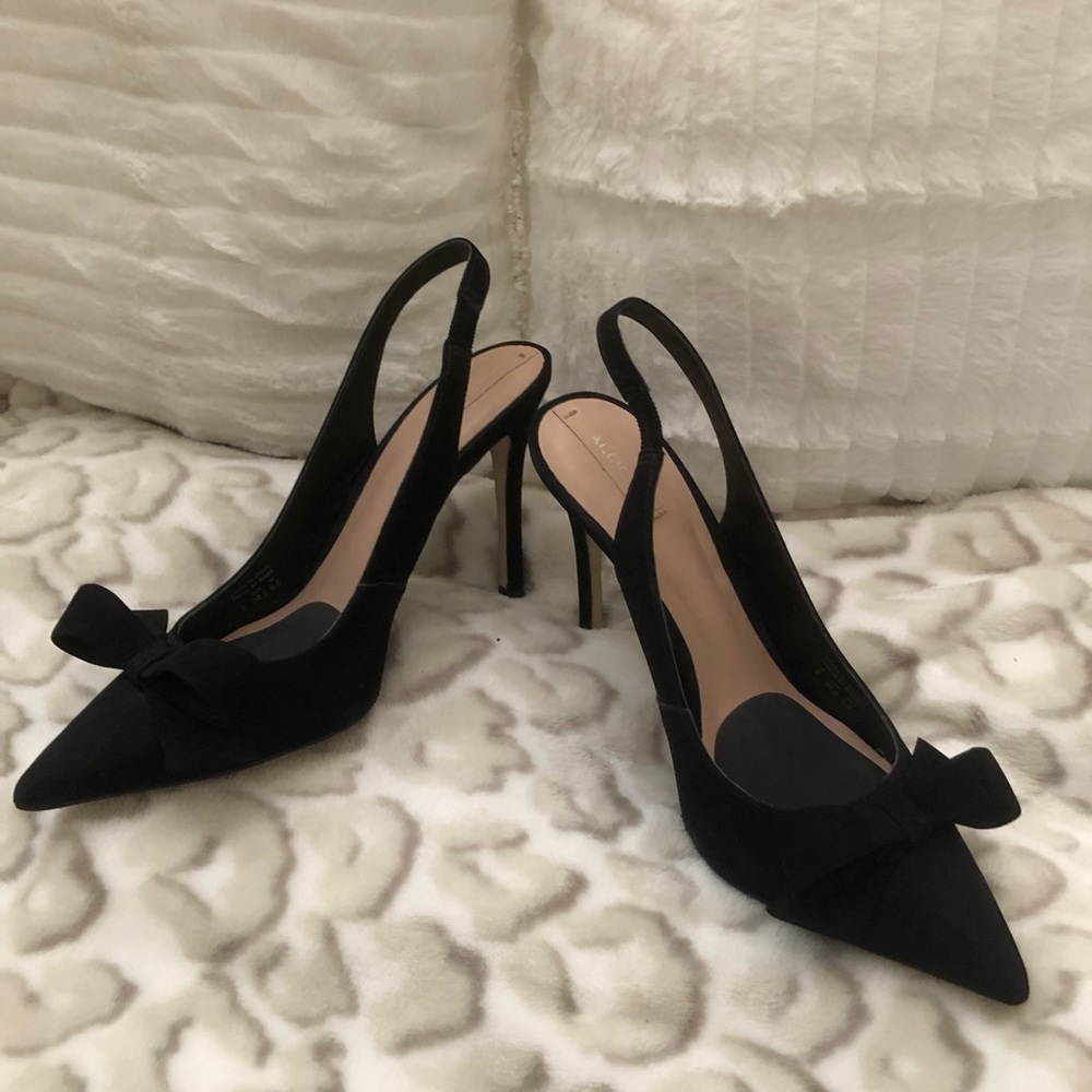 Aldo Black strap-on heels